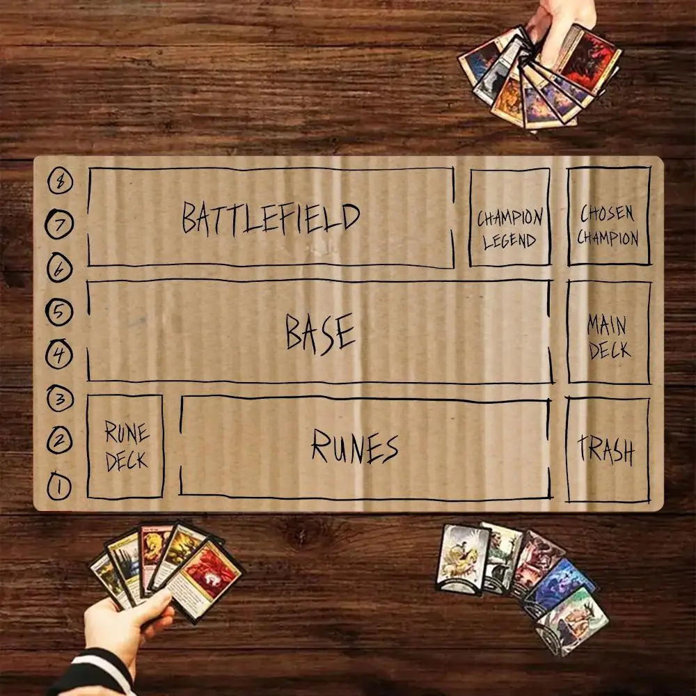 Image of Retro Kraft Wellpappe MTG Spielmatte Natürliche Holzmaserung Magic Duel Matte Rutschfest Genähter Rand 35X60CM Commander Gaming
