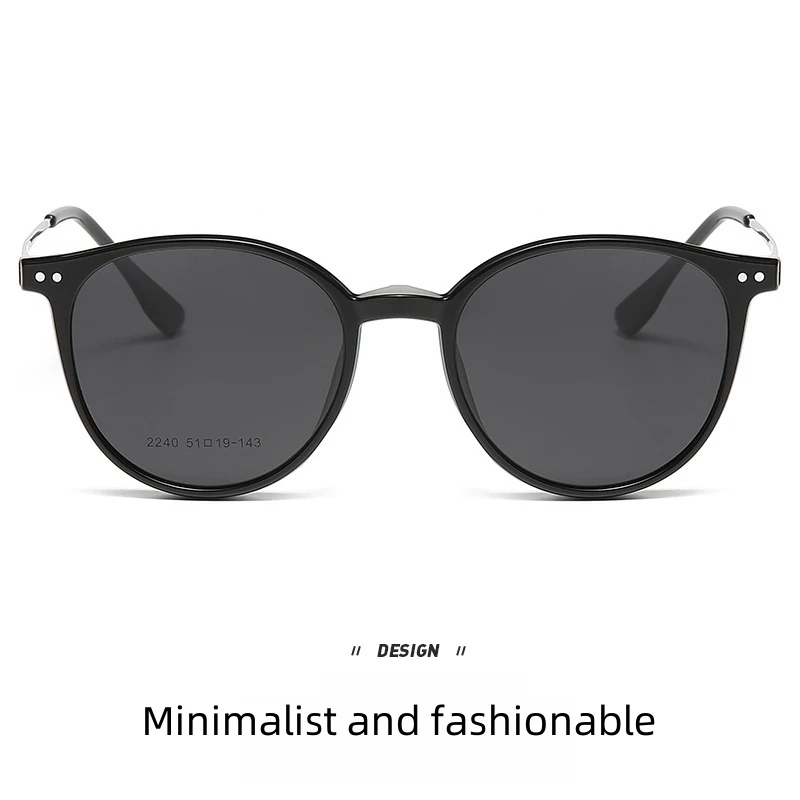 FIRADA Fashion Magnetic Polarized Eyeglasses Women Retro Round Eyewear Optical Comfortable Prescription Glasses Frame Men 2240-C