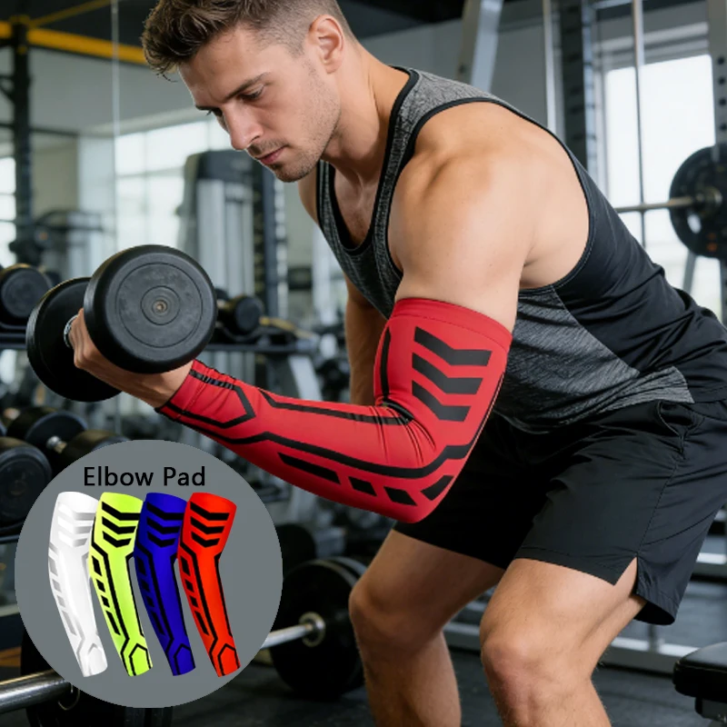 

1Pcs Compression Elbow Pad Arm Sleeve for Tennis Basketball Running, Elastic Sports Protective Gear Joint Pain Relief for Men