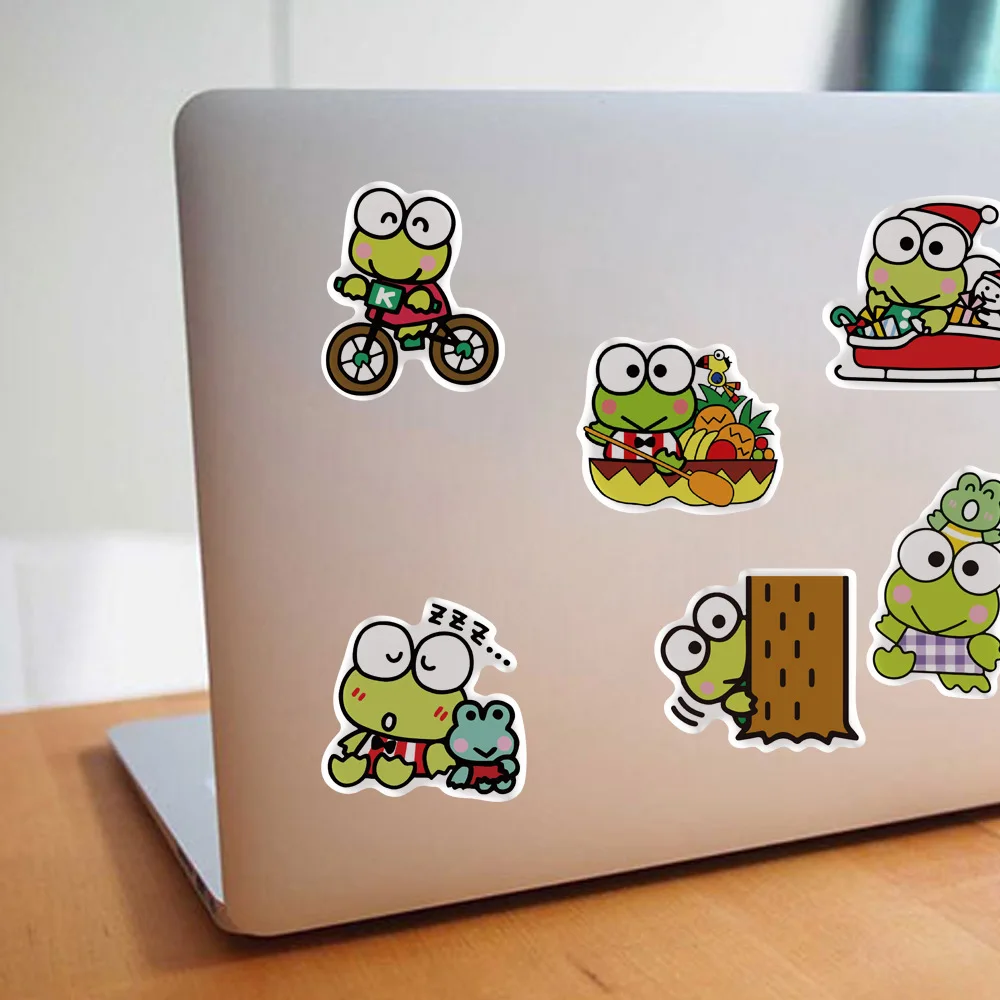 Pegatinas Kawaii Sanrio Kero Keroppi para niños, calcomanías para teléfono, cuadernos de coche, cuaderno de bocetos, papelería, 10/50/100 piezas