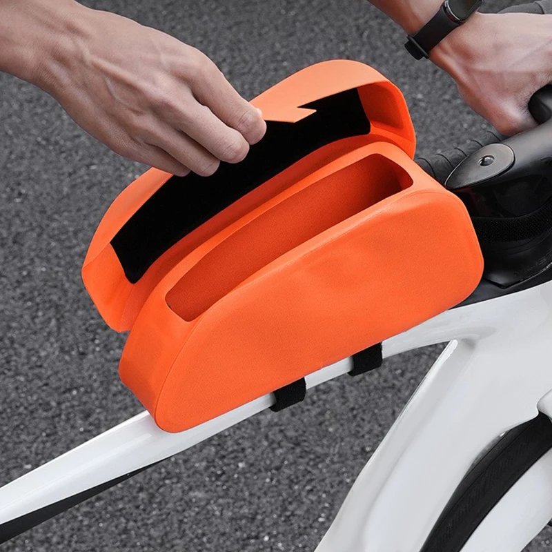 

Bicycle Magnetic Suction Flap Lid Top Tube Bag with Straps Cycling MTB Road Bike Waterproof Storage Front Frame Structured Pouch