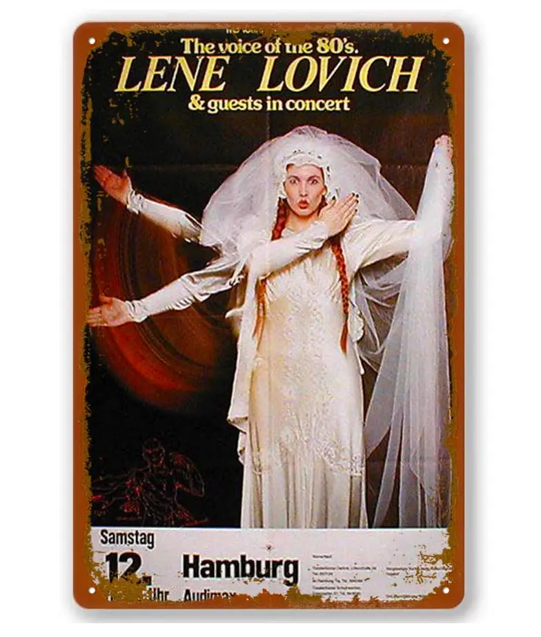 Lovich, Lene Concert Poster Tin Sign Vintage Metal Sign Bar Club Wall Art Decoration 8X12 Inches