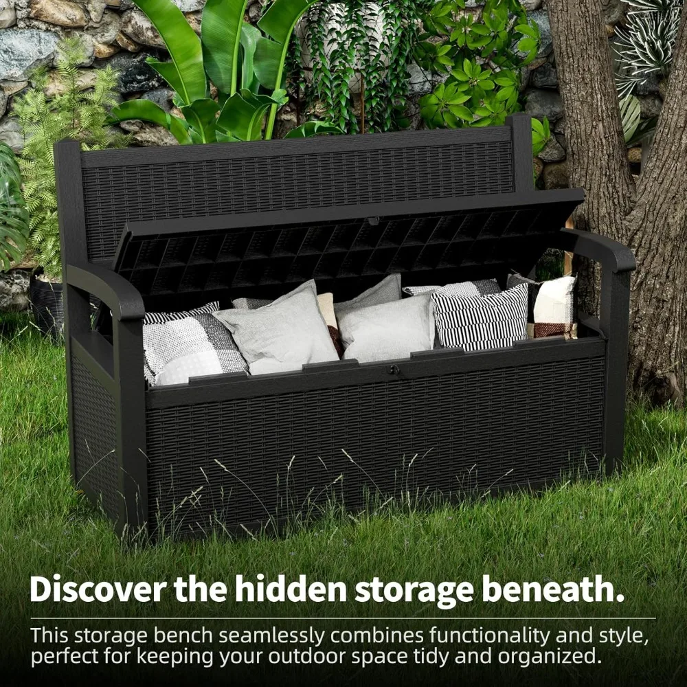 

80 Gallon Outdoor Storage Bench Deck Box Waterproof Lockable,Outdoor Storage Furniture for Patio,Garden and Porch.