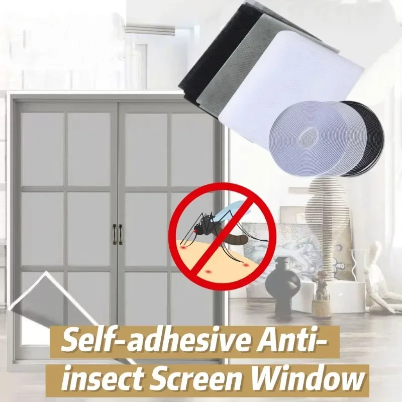 1/2pcs Mosquito Window Net Mesh Screen Adhesive Edging Frame Free Cutting DIY Screen for Bedroom Living Room Home
