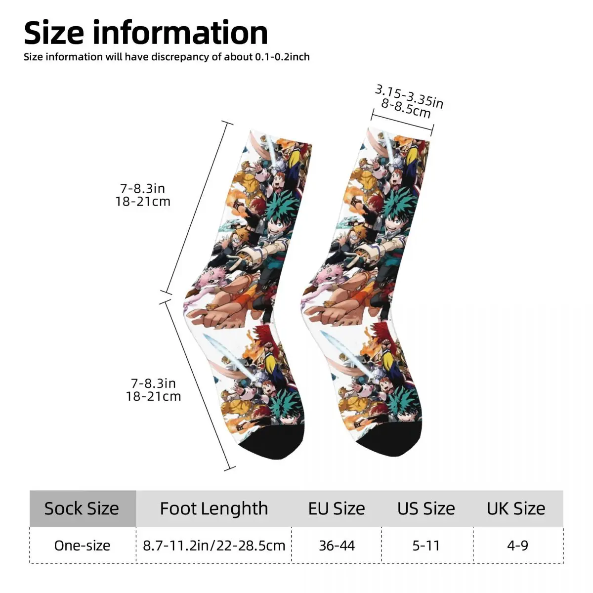 Calzini a compressione da uomo retrò Anime Unisex Academia Street Style Pattern stampato novità Crew Sock