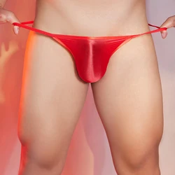 Ultra Low Rise Elastic Waist Men's Thong Thin Transparent U Convex Sexy Briefs Breathable Sheer Panties Erotic Male's Underwear