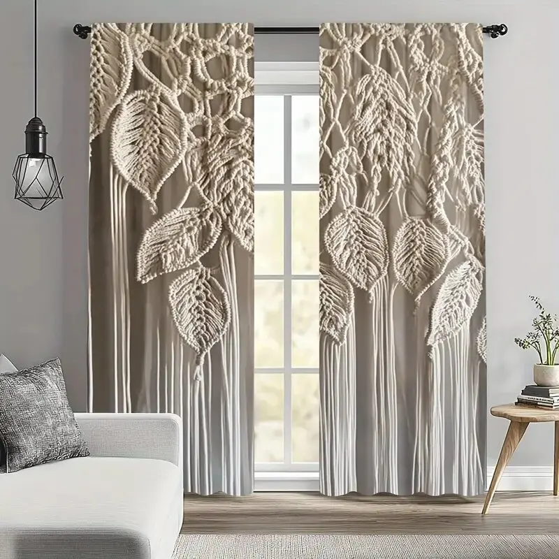 

Поддельные тканые шторы с принтом листьев, рождественские украшения, спальня и гостиная, украшение дома, украшение комнаты