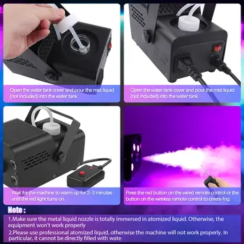 Machine à fumée U'King 500W avec 5 LED RGB, télécommande sans fil et éjecteur pour DJ, discothèque, concert et soirée. 10 best sales Spectacle LED - №2