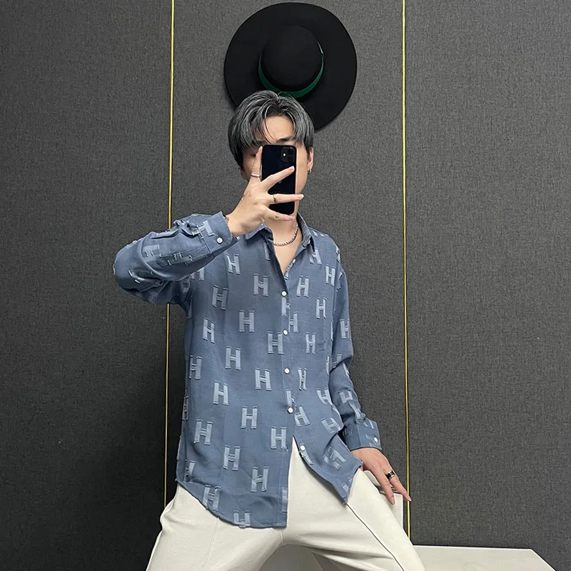 

Trendy H-Logo Long Sve Casual irt Men's Spring Autumn Faionable Stand Fit Youthful Sle Daily Wear
