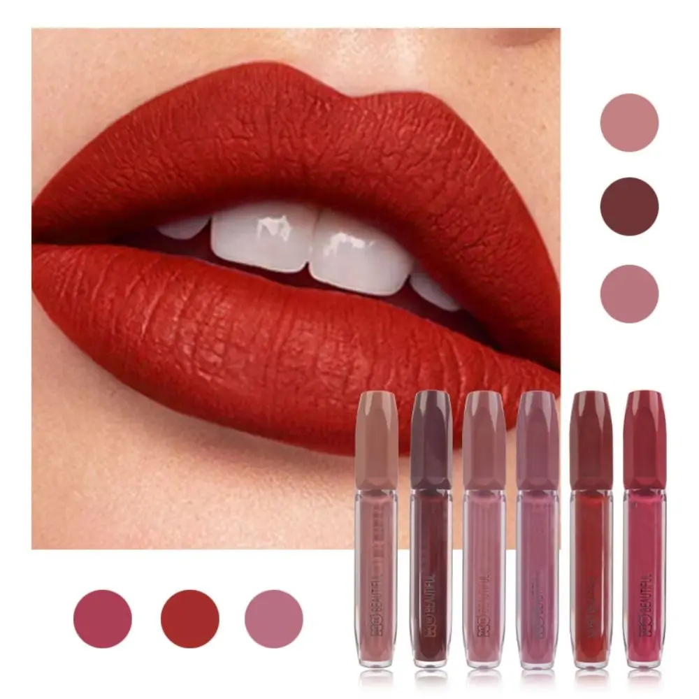 Waterdichte Nude Matte Vloeibare Lippenstift Langdurige Hydraterende Zijdezachte Fluwelen Lippenstift Antiaanbakbeker Glad