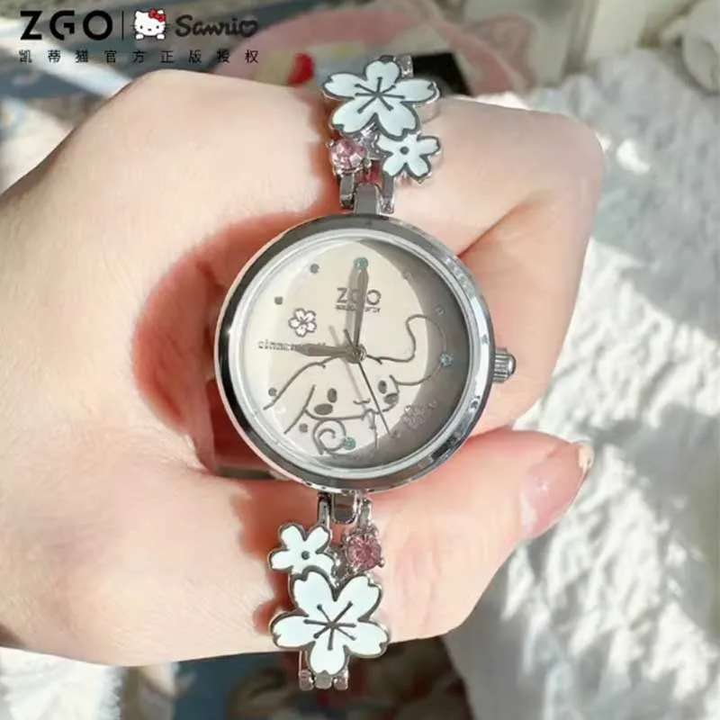 Sanrio Original Zgo Joint  Cinnamoroll Hellokitty Cartoon Light Luxury Quartz Wristwatch Bracelet For Girls Birthday Present ﻿