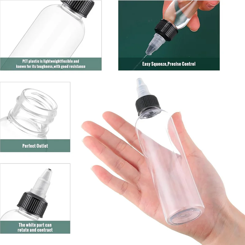 

B17B 100 Pcs 4 Oz Plastic Squeeze Bottles Bulk Boston Dispensing Empty Hair Oil Bottles With Twist Top Cap For Essential Oils