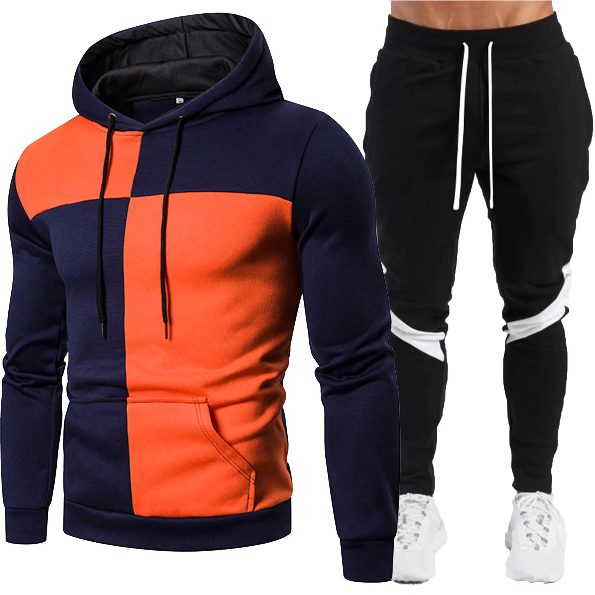 

New winter and autumn men's multi-color sweatshirt set - creative, loose, casual and suitable for fitness wear