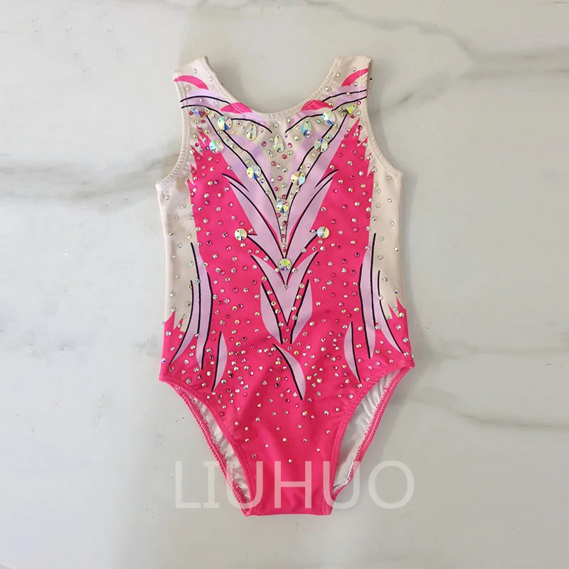 LIUHUO Custom Red Color Synchronized Swimming Leotards Professional Custom Swimming Team Performance Swimwear Pink