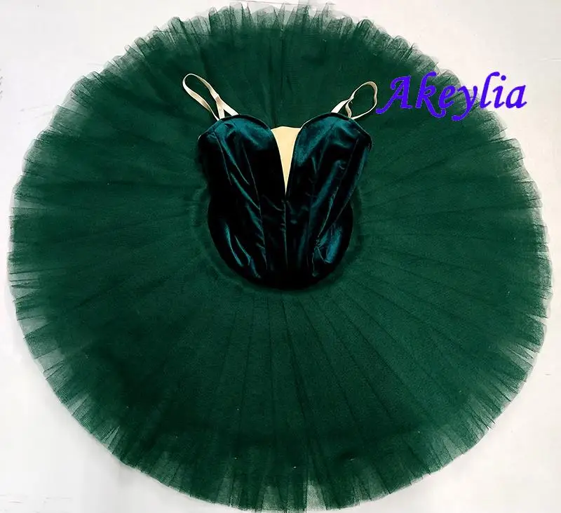 Dark green Professional Ballet Tutu yellow without Decoretion Women emerald Pancake Performance Stage Pancake Ballet Tutu Girl