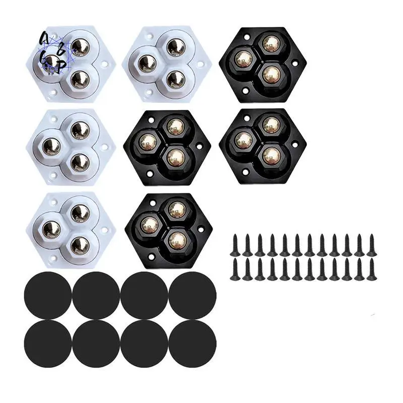 A68P-Self Adhesive Caster Wheels 8Pcs, Stainless Steel Ball Bearings 360 Degree Swivel Wheels For Kitchen Appliances