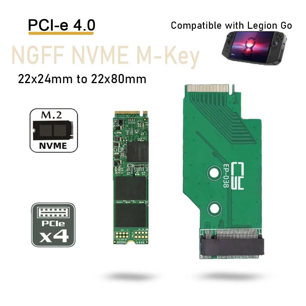 

For Lenovo Legion Go Handheld Adapter Card Modification Male To Female Extension SSD Adapter NGFF NVME M-Key 22x42mm To 22x80mm
