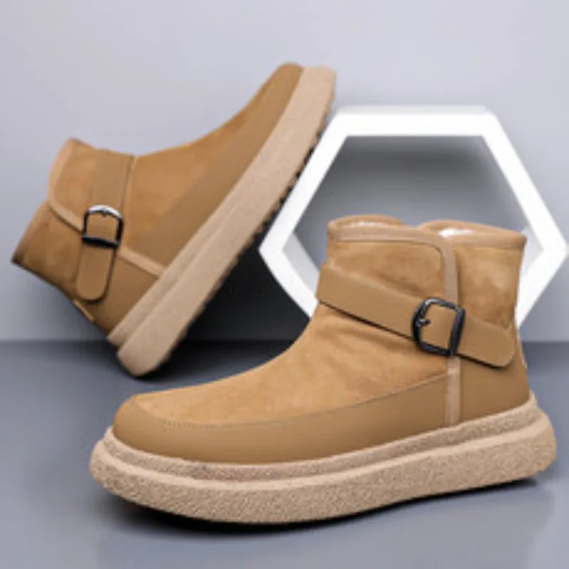 

Winter High-top Men's Shoes Plush Keep Warm Snow Boots Man Fur Cotton Shoes Men Suede Slip-On Ankle Boots bottes pour hommes