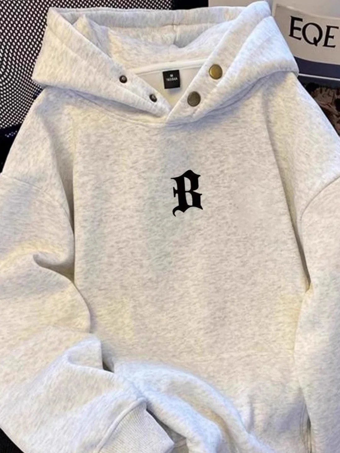 Moletom Oversize Estilo Americano para Homens e Mulheres, Design com Botões Duplos, Forrado em Fleece, Estampado, Jaqueta Cas...