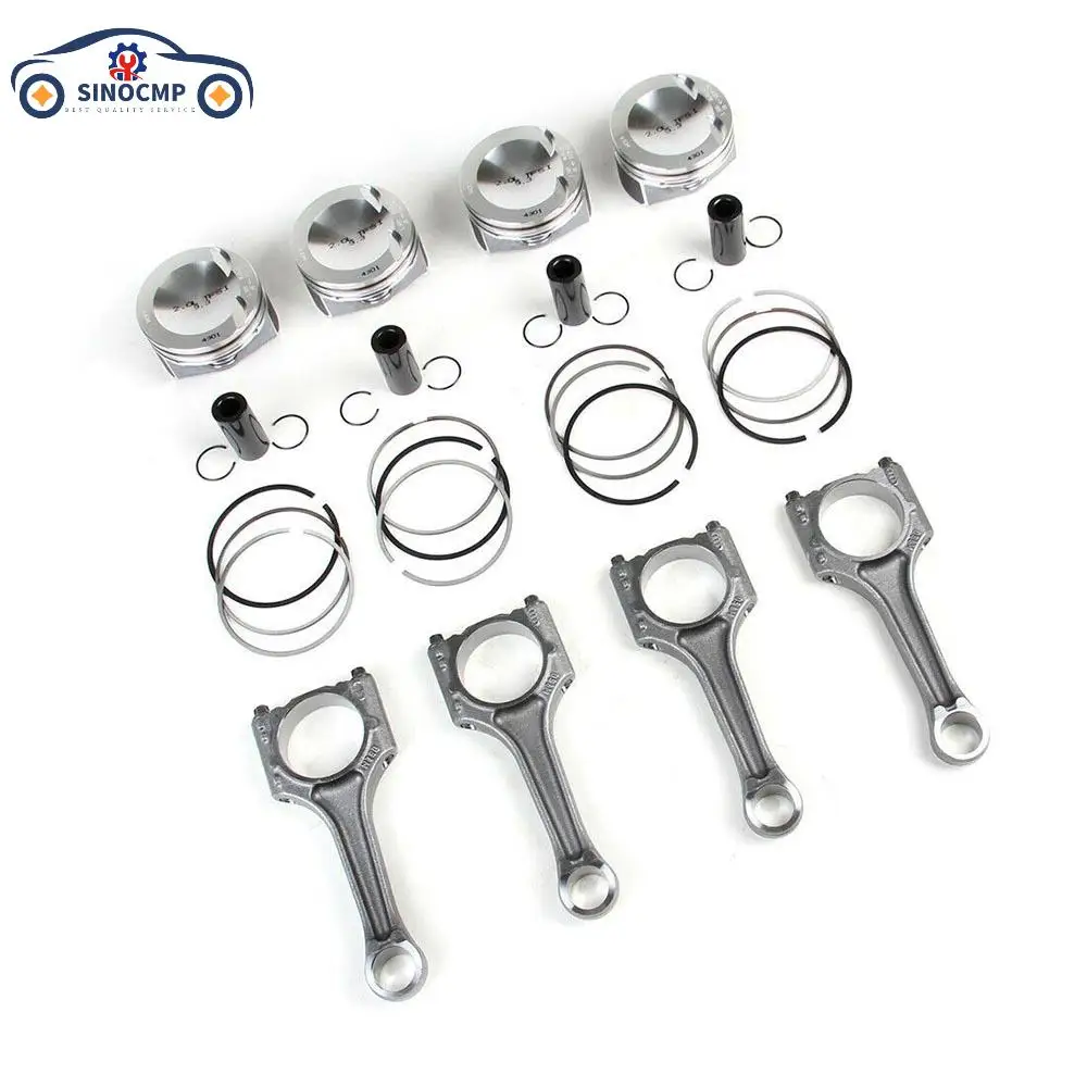 06H107065DM 06H198151J 06H198401D SINOCMP 4PCS Pistons And Connecting Rods Set Φ23mm For AUDI A4 Q5 VW Jetta 2.0T