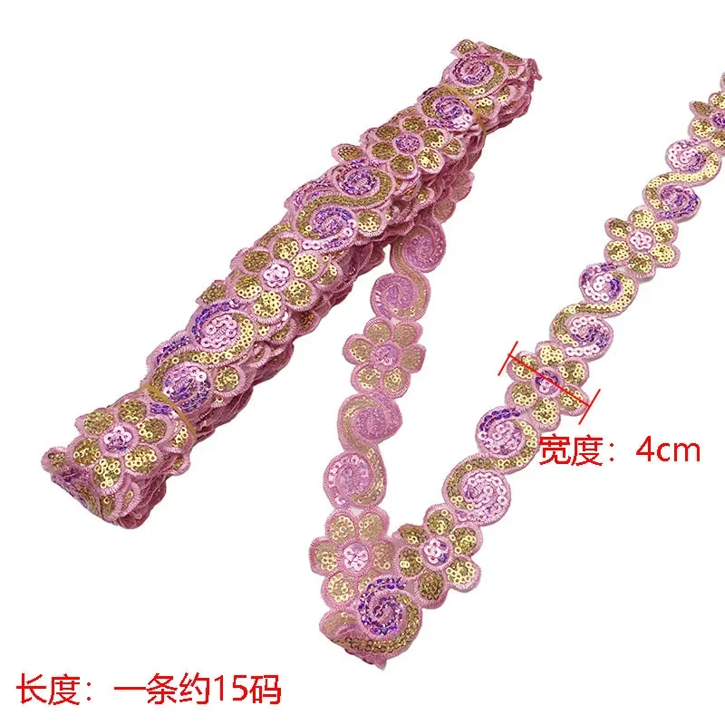 1/3/5 Yards 4cm Sequins Ribbon Lace Trim Sequin Fabric For Dress Clothes Headdress Bridal Sewing Accessories DIY Glitter Trims