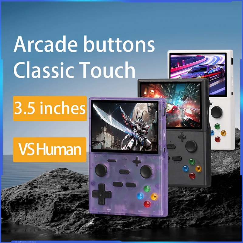 New 3.5-inch IPS screen Linux system handheld game console XGB35 double-player handheld nostalgic P transparent purple gift