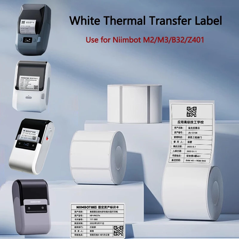 

Niimbot M2/M3/B32/Z401 White Label Paper Self-adhesive Thermal Transfer Printing Waterproof Sticker for Niimbot M2/M3 Printer