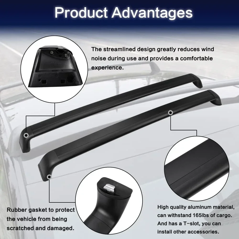 BEVO Lockable Roof Rack Cross Bar for  Model Y 2017 - 2024 Model 3 Highland Heavy  Aluminum Roof Rack Accessories