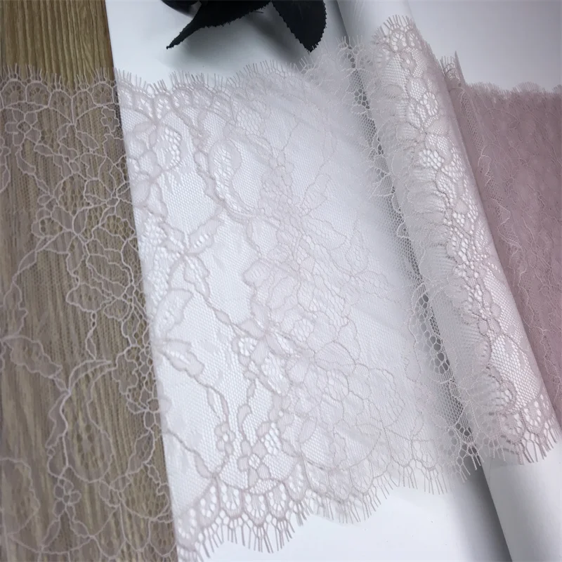 Chantilly Lace Trim Dusty-Rose Eyelash Lace Fabrics DIY Clothes Sewing Crafts Beige French Embroidered Lace for Needle Work