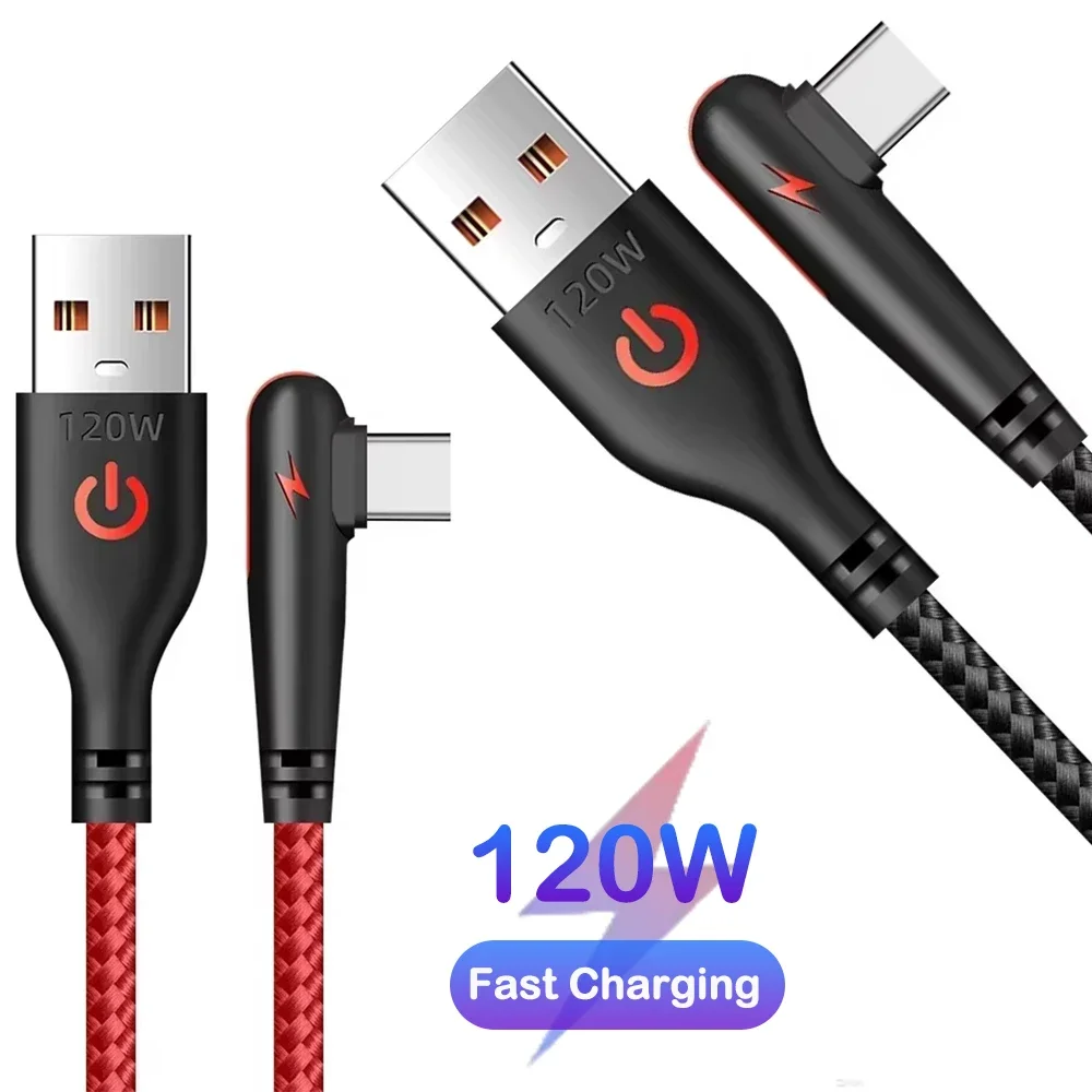 120W USB-C-Kabel Schnellladung 90-Grad-Kabel für Elektronische Geräte Schnelllade-Datenkabel Ladekabel