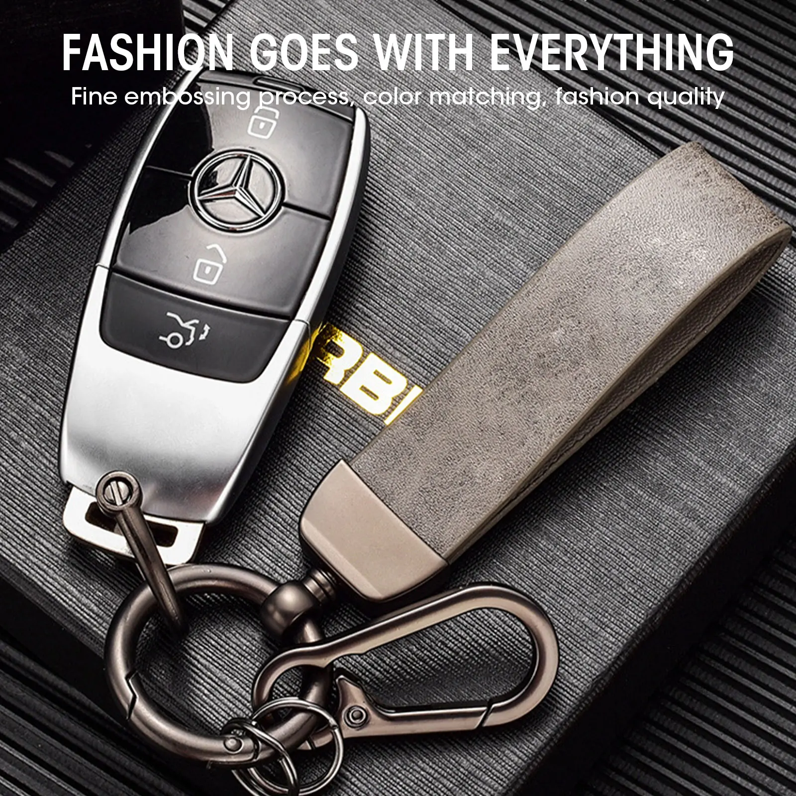 

Car key chain pendant Crazy horse leather key chain men's metal ring key ring light luxury small gift key chain