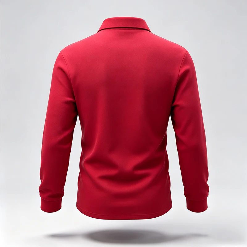 Herren-Polohemd mit langen Ärmeln, minimalistischem Design, Reverskragen, Buchstabenmuster, weiches Material, ideal für den Alltag, urbanen Freizeitlook und den täglichen Gebrauch. – Detail 14