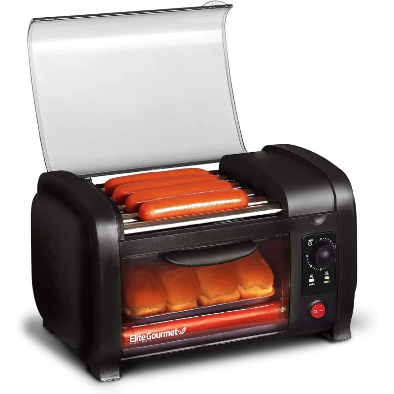 

Elite Gourmet EHD-051B Hot Dog Toaster Oven, 30-Min Timer, Stainless Steel Heat Rollers Bake & Crumb Tray, World Series Baseball