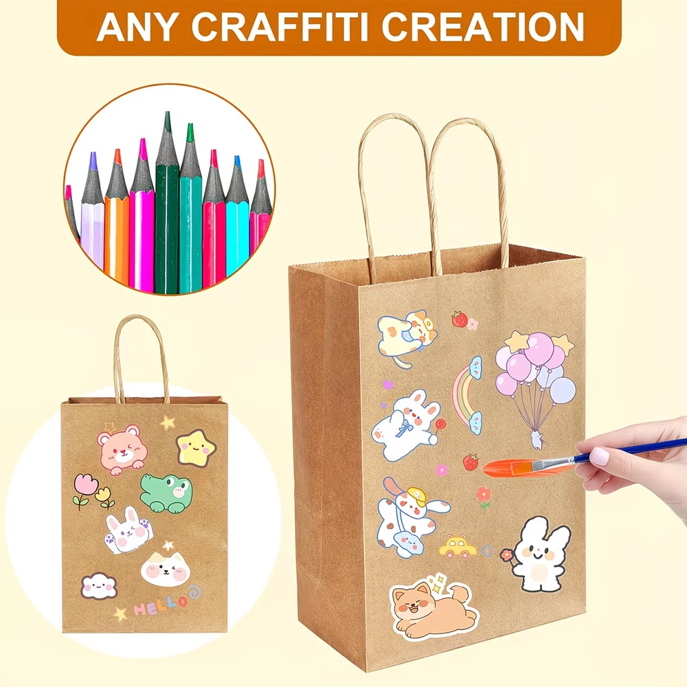20 Stück Kraftpapier-Tragetaschen, kleine Geschenktüten mit Griffen, braune Einkaufstaschen, Einzelhandelsverpackungstüten, Geschenktüten für Geburtstage und Hochzeiten, DIY-Geschenktüten für den Abschlussfeier, Party – Detail 3
