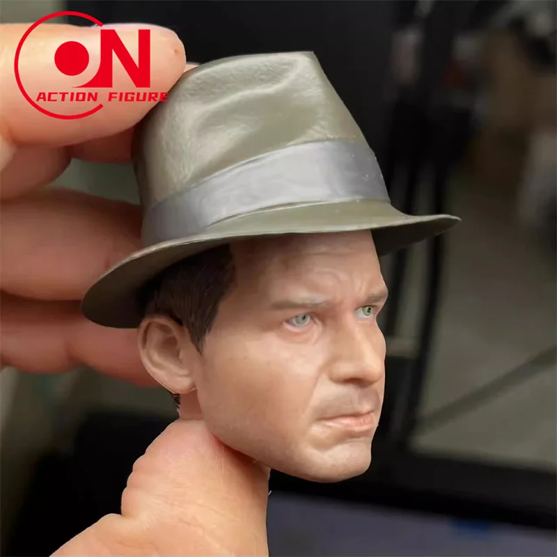 1/6 Indiana Jones Harrison Ford Head Sculpt Cowboy Head Carved Normal Damaged Version Fit 12'' Male Soldier Action Figure Body