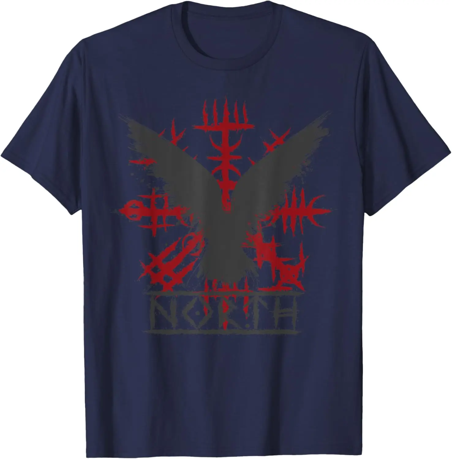 Retro Nordic Myth Raven compass rune Celtic Symbol T-Shirt 100% Cotton O-Neck Short Sleeve Summer Casual Mens T-shirt Streetwear
