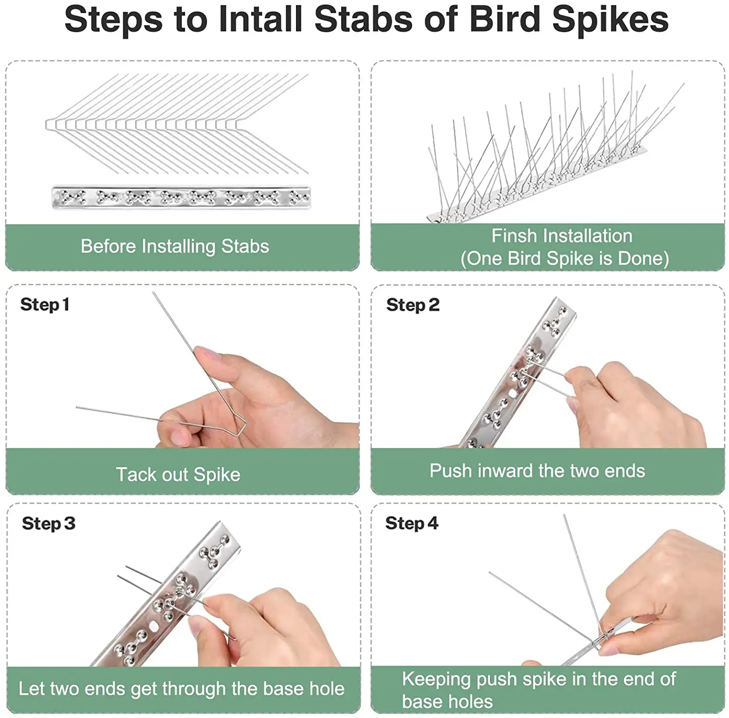 Anti Bird Spikes - Stainless Steel Repeller Bird And Pigeon Spikes Deterrent Bird Scarer Repeller For Small Bird, Pigeon, Crows