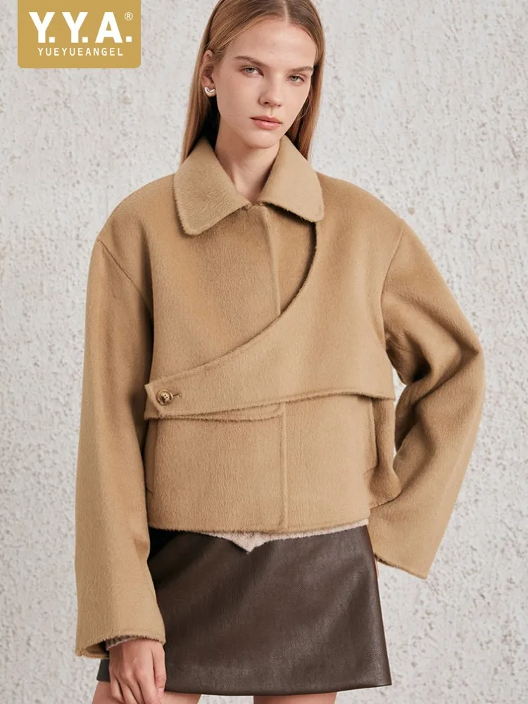 

New Designer Women Woolen Jacket Short Style Double Faced Wool Coat High Quality Office Ladies Winter Warm Work Outwear Jackets