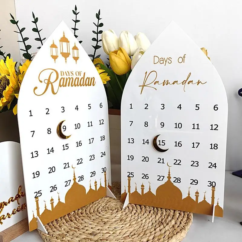 

Ramadan Advent Countdown Calendar Acrylic Ramadan Decorations Eid Mubarak Table Decorations Crescent Castle Design Ornaments