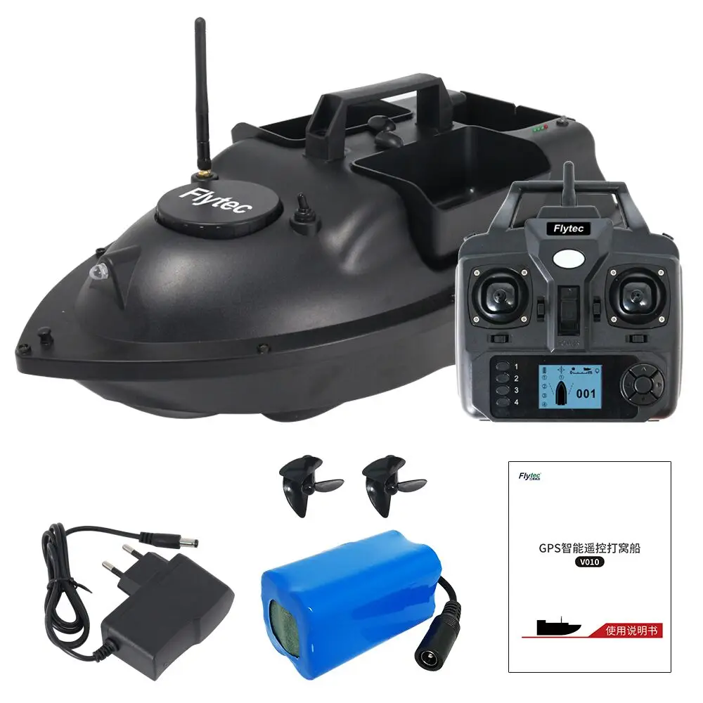 V010 Latest Version 2.4Ghz 500M Automatic Return GPS Bait Boat 2KG 3 Hoppers Fish Finder GPS RC Fishing Boat Fishing Equipment