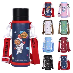 Universal Outdoor Water Bottle Cover Bag Pouch With Strap PU Leather Water Pouch Holder Shoulder Strap Bottle Carrier Bag