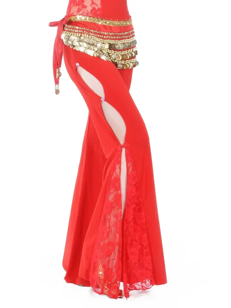 Spitze Patchwork Orientalischen Tanz Tanz Hosen Frau Arabischen Jazz Einfarbig Flamenco Bauch Leistung Latin Split Sari Hosen