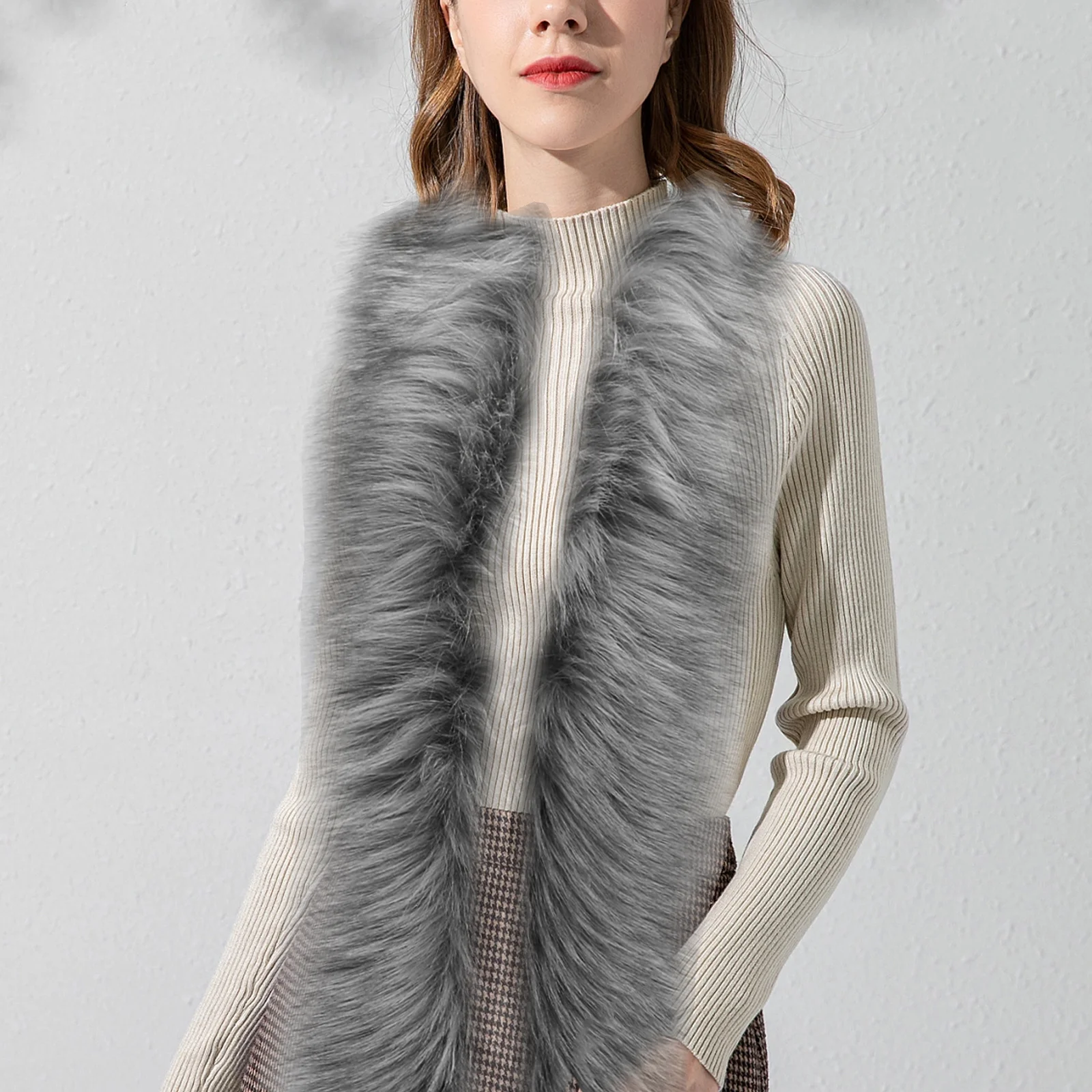 

Faux Shawl Collar Winter Warm Shawl Long Scarf Wrap Women Luxury Costume Prop Winter Costume Accessories Faux Fur Stole