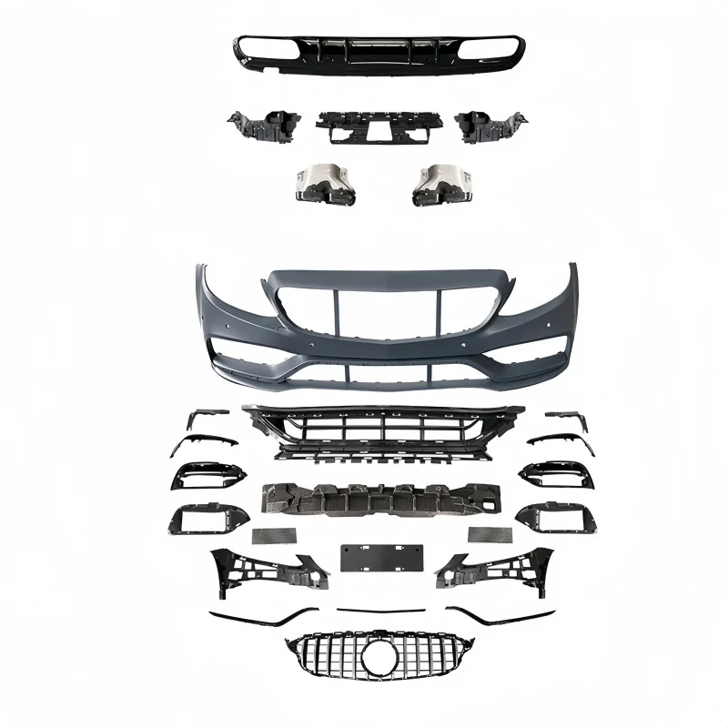 

Tom AutoSuitable for Conversion of Mercedes 15-21 C-class W205 Into AMG C63 Front bar GT Grille Side Skirt Rear bar Rear Lip Tai