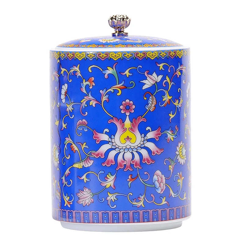 European Court Ceramic Decorative Jar Handicraft Ornaments Painted Flowers Sealed Tea Cans Candy Storage Home Decoration New