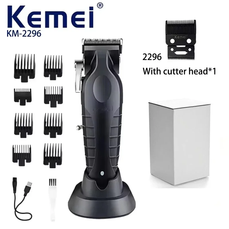 

Kemei KM-2296 Electric Clipper Cross Border Electric Clipper With Base USB Oil Head Engraving Clipper Hair Salon Barber trimmer