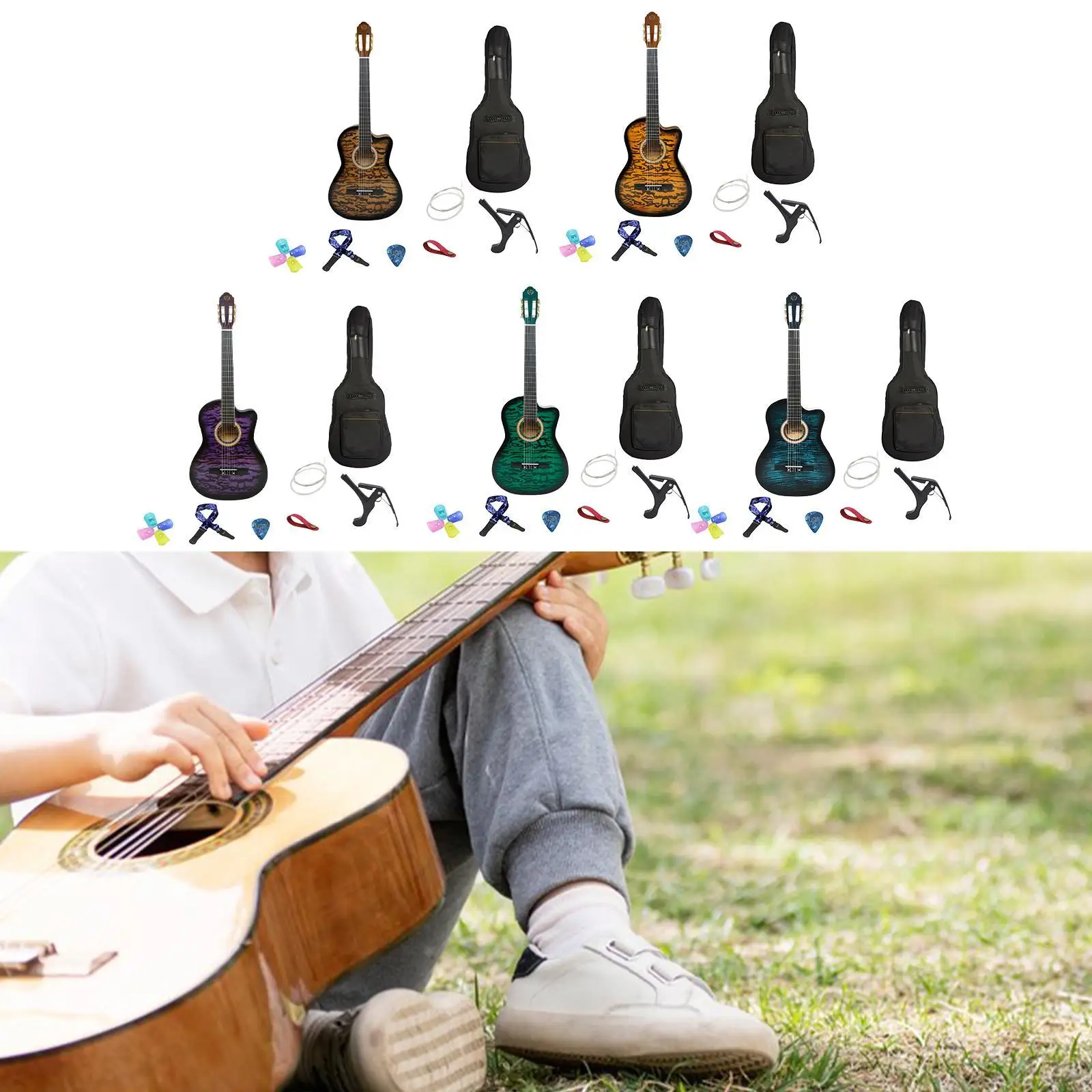 

Spruce Top Acoustic Guitar ,Cutaway Folk Guitar ,with Gig Bag ,Adult Performance Grade Notched Guitar for Adult, Kids ,Travel