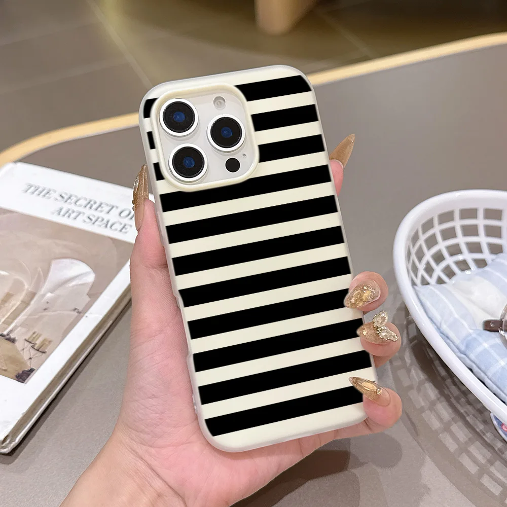 Matte Candy 2 in 1 Phone Case for Samsung Galaxy A56 A36 A26 A17 A07 A06 A35 A16 A54 A34 A24 A15 A14 4G 5G Fashion Black Lines