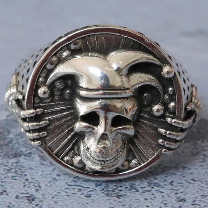 

25 г Парадокс шута, посеребренная проверка на тонкую линию, мужские кольца от смеха и пробления, твердое серебро 925 пробы