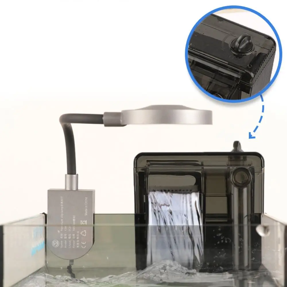 3-in-1 Wandmontierter Aquariumfilter Geräuscharm Einstellbare Durchflussrate Wasserfall-Filter USB Zirkulationsfilter Wasserpumpe für Zuhause – Detail 9